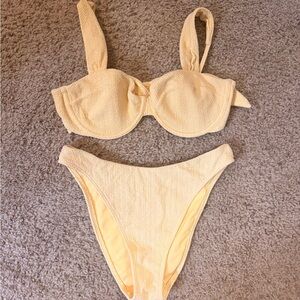 Abercrombie & Fitch Textured Yellow Bikini